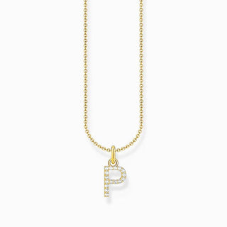 Thomas Sabo Gold-plated Necklace with Letter P & White Stones