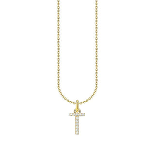 Thomas Sabo Gold-plated Necklace with Letter T & White Stones
