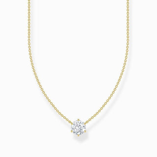 Thomas Sabo Gold-plated Necklace with Round White Stone