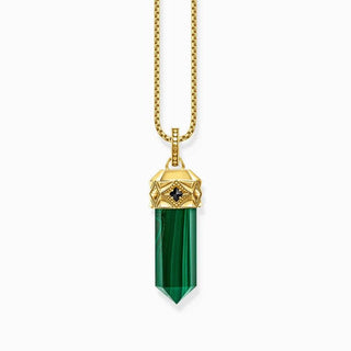 Thomas Sabo Gold-plated Pendant with Hexagon-cut Green Malachite