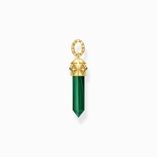 Thomas Sabo Gold-plated Pendant with Hexagon-cut Green Malachite