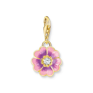 Thomas Sabo Gold-plated charm Pendant with Violet Flower