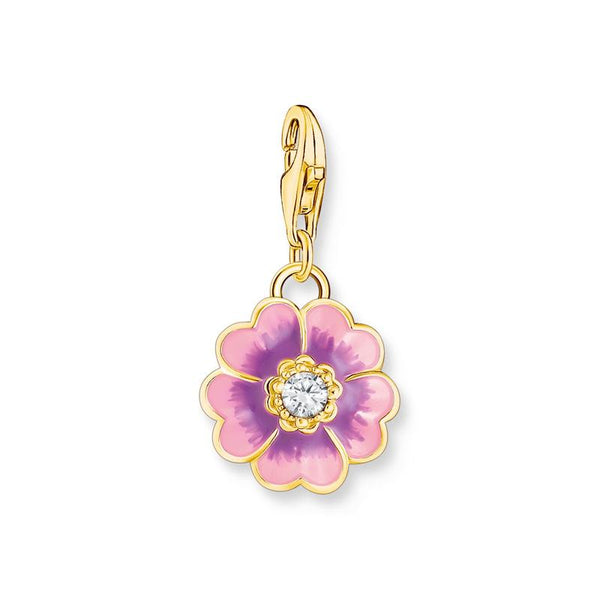 Thomas Sabo Gold-plated charm Pendant with Violet Flower