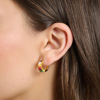 Thomas Sabo Hoop Earrings Colourful Stones Pave Gold
