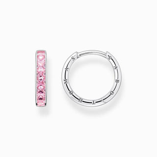 Thomas Sabo Hoop Earrings with Pink Stones - Pavé Silver