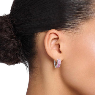 Thomas Sabo Hoop Earrings with Pink Stones - Silver