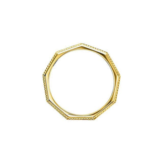 Thomas Sabo nine-cornered men's ring in 18k yellow gold-plated sterling silver with elegant cord pattern detailing.