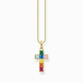 Thomas Sabo Necklace Cross Colourful Stones Gold