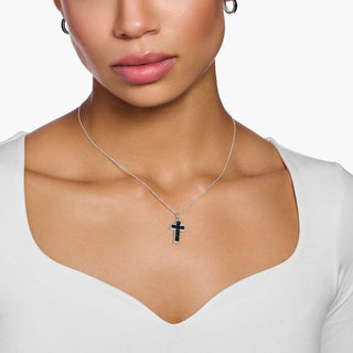 Thomas Sabo Necklace Cross with Black Stones - Silver