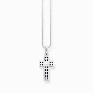 Thomas Sabo Necklace Cross with Black Stones - Silver