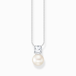 Thomas Sabo Necklace - Pearl With White Stone - Silver