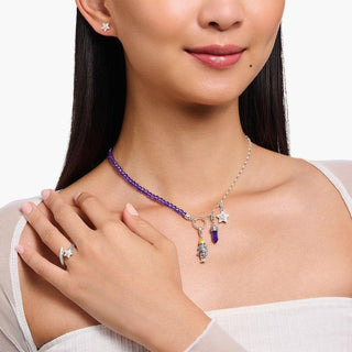 Thomas Sabo Necklace with Violet Imitation Amethyst Beads Silver