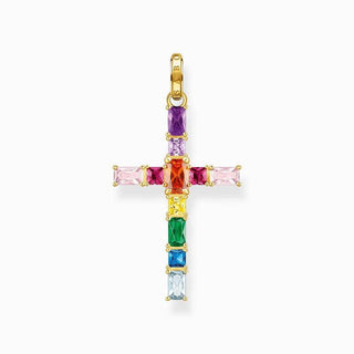 Thomas Sabo Pendant Cross Colourful Stones Gold