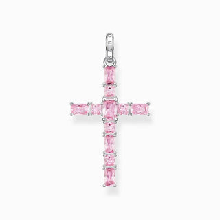 Thomas Sabo Pendant Cross with Pink Stones Silver