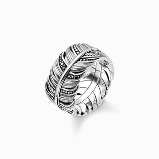 Thomas Sabo Ring - Feather Pave - Blackened Silver