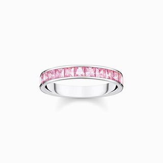 Thomas Sabo Ring with Pink Stones - Pave Silver