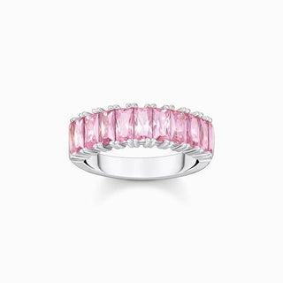 Thomas Sabo Ring with Pink Stones - Pave Silver