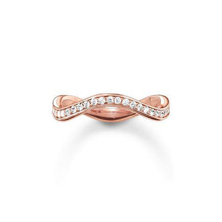 Rose Gold Plated Cubic Zirconia Narrow Wave Ring