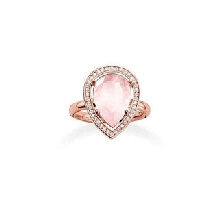 Thomas Sabo Rose Gold Plated Pear Shape Rose Quartz Cubic Zirconia Ring