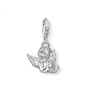 Silver Angel With Lyre Charm