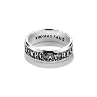 Thomas Sabo Silver Band Ring Rebel at Heart Black Zirconia