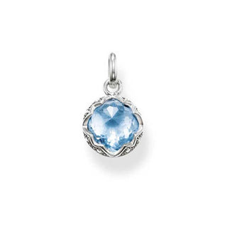 Silver Blue Cubic Zirconia Round Pendant