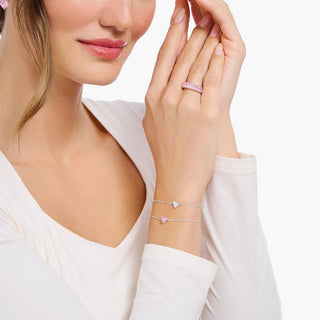 Thomas Sabo Silver Bracelet with Heart-Shaped White Stone