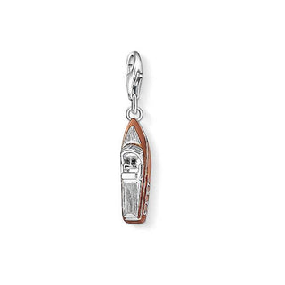 Silver & Brown Enamel Boat Charm