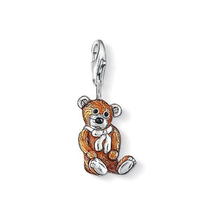 Silver Brown Enamel Teddy Bear Charm