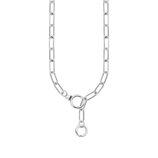 Thomas Sabo Silver Charm Necklace Blackened with Stone-studded Ring Clasp