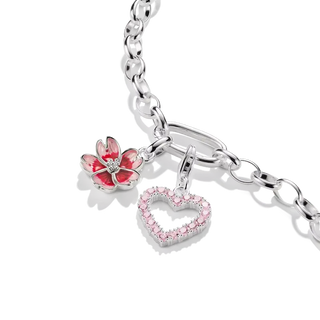 Thomas Sabo Silver Charm Pendant Pink Heart Original