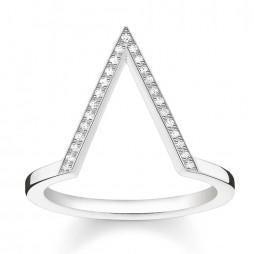 Silver Diamond Open Triangle Ring