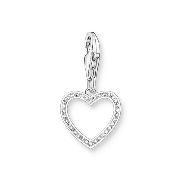Thomas Sabo Silver Heart Charm Pendant with White Stones