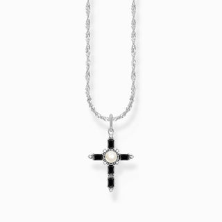 Thomas Sabo Silver Necklace with Black Cross Pendant Cross Romance