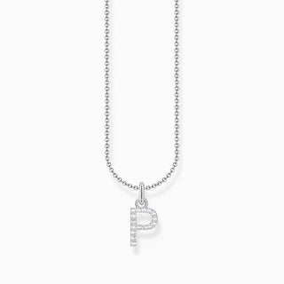Thomas Sabo Silver Necklace with Letter P & White Stones