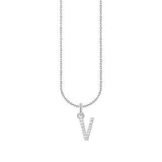 Thomas Sabo Silver Necklace with Letter V & White Stones