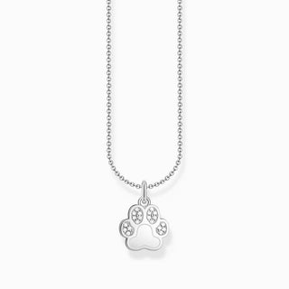 Thomas Sabo Silver Necklace with Paw Pendant & White Stones