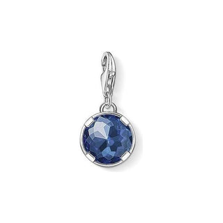 Silver Round Synthetic Corundum Charm