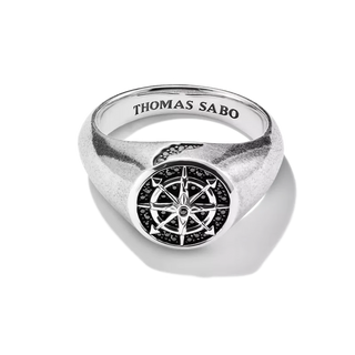 Thomas Sabo Silver Signet Ring Compass Rebel Icons