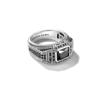 Thomas Sabo Silver Signet Ring with Onyx and Black Stones