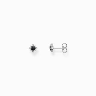 Thomas Sabo Silver Small Ear Studs Vintage with Black Zirconia