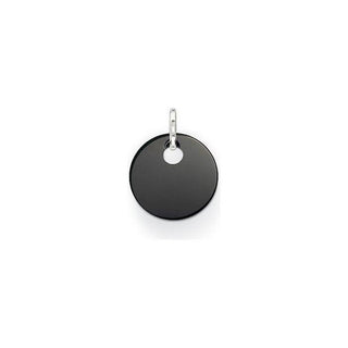 Silver Small Onyx Disc Pendant