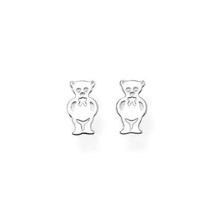 Silver Teddybear Ear Studs