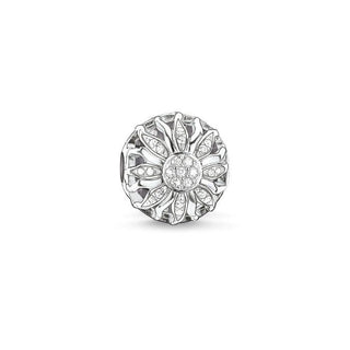 Thomas Sabo sterling silver sunshine bead featuring a radiant floral design with sparkling white cubic zirconia accents.