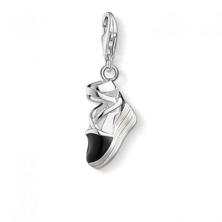 Silver and Black Enamel Espadrille Charm