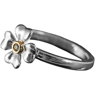 Silver and Yellow Gold Diamond Clover Ring