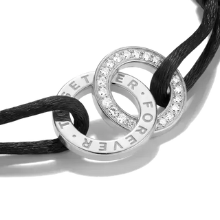 Thomas Sabo Together Black Textile Bracelet with White Zirconia