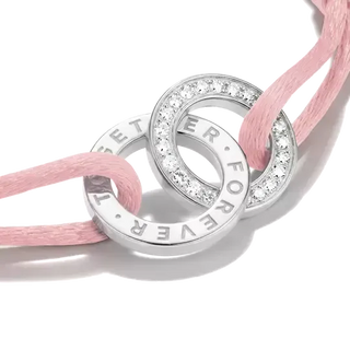 Thomas Sabo Together Pink Textile Bracelet Recycled Swith White Zirconia