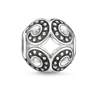 Unisex Bead Strong Wave 925 Sterling Silver, Blackened