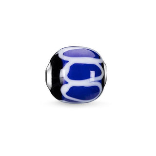 Women Men-Bead Karma Beads 925 Sterling silver Glass black white blue